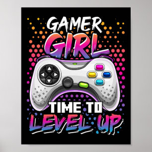 Meisje Tijd Naar Level Up Video Game Verjaardag Gi Poster