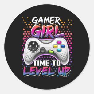 Meisje Tijd Naar Level Up Video Game Verjaardag Gi Ronde Sticker