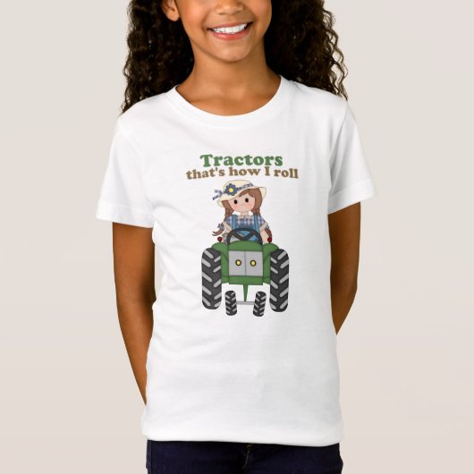 Meisje Tractor Roll T-shirt (Voorkant)