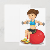 Meisje trainen met gewichten uitnodigingen (Voorkant / Achterkant)