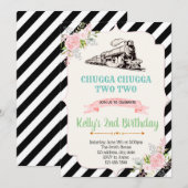 Meisje trein verjaardagsfeestje uitnodiging (Voorkant / Achterkant)