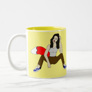 meisje tweekleurige koffiemok