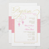 Meisje tweeling Damask doop uitnodiging (Voorkant / Achterkant)