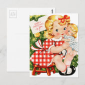 meisje uit 1950 met pop briefkaart (Voorkant / Achterkant)
