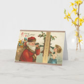  meisje uit de jaren 1910 dat Kerstmis met de kers Kaart (Gele Bloem)