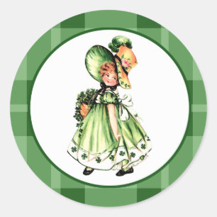  meisje uit Ierland St. Patrick's Day Ronde Sticker