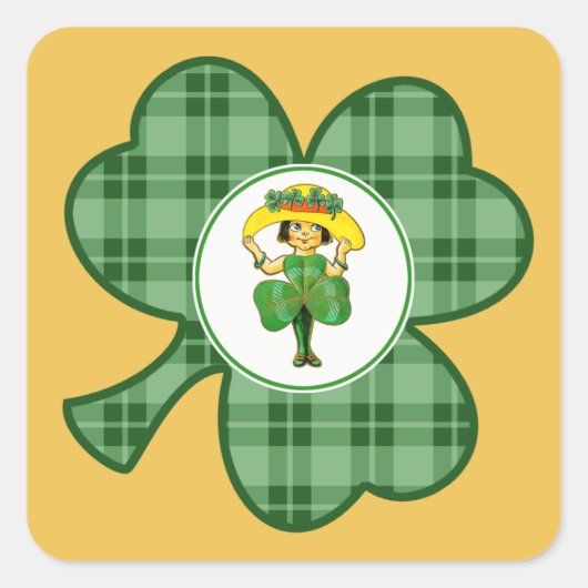  meisje uit Ierland St. Patrick's Day Vierkante Sticker (Voorkant)