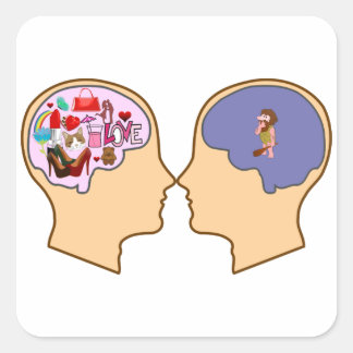 Meisje V Guy grappig ontwerp - Aanpasbaar Vierkante Sticker