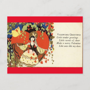  meisje van 1920 in het Briefkaart van de Valentij