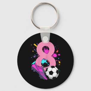 Meisje van 8 jaar dat voetbal speelt Verjaardag vo Sleutelhanger