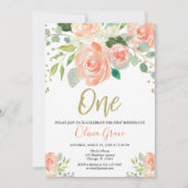 meisje van de eerste verjaardag met perzikkleurig  kaart (Voorkant)