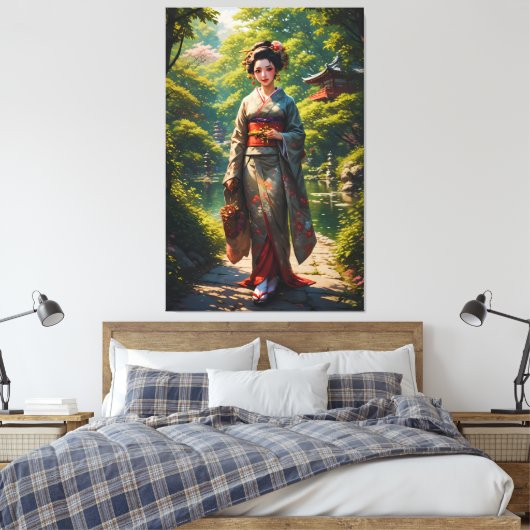 Meisje van de Groene Tuin Canvas Afdruk (Insitu (Slaapkamer))