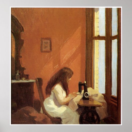 Meisje van de naaimachine Edward Hopper Poster (Voorkant)