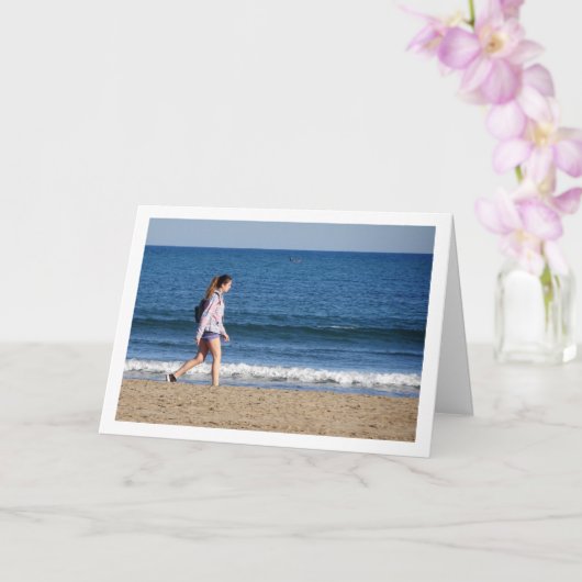 Meisje van de Playa de la Malvarrosa de Valencia Kaart (Orchidee)