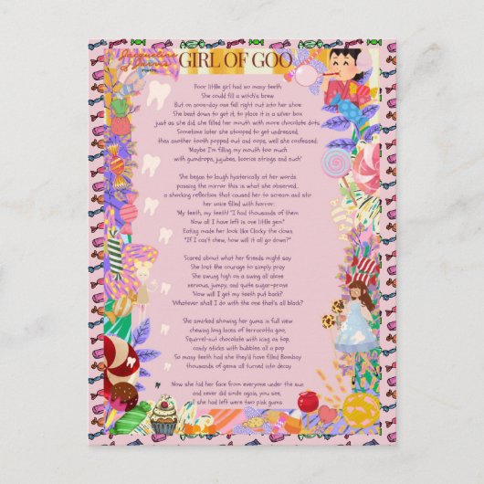 Meisje van Goo Snoep Missing Teeth Briefkaart (Voorkant)