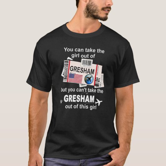 Meisje van Gresham Boarding Pass Flight Ticket Gre T-shirt (Voorkant)