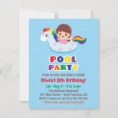 Meisje van Unicorn Pool Float Kinderen van Birthda Kaart (Voorkant)
