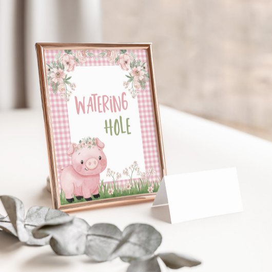 Meisje Varken Watering Hole Sign, Boerderij Party Poster