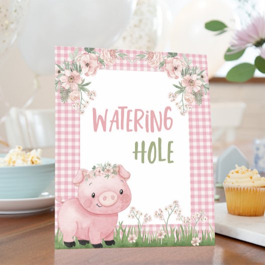 Meisje Varken Watering Hole Sign, Boerderij Party Poster