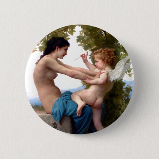 Meisje verdedigt zichzelf tegen het schilderen van ronde button 5,7 cm (Voorkant)