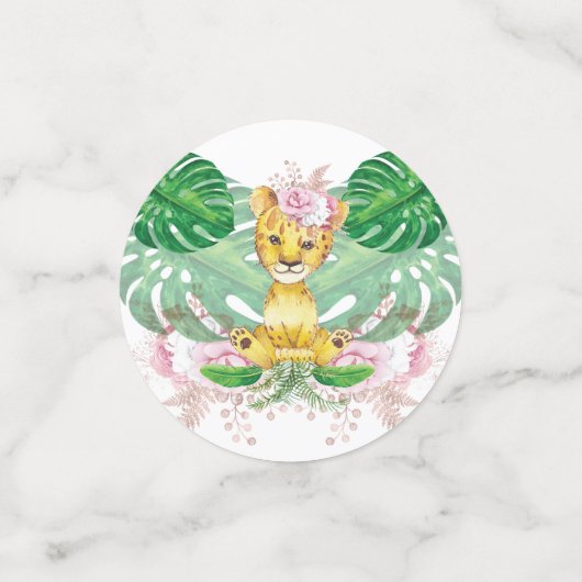 Meisje Verjaardag I Doop Leeuw gepersonaliseerd Confetti (Kleine voorkant)