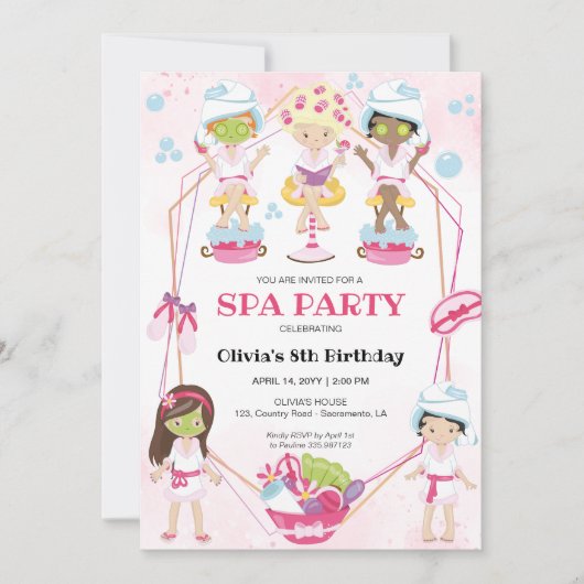 Meisje Verjaardag Spa en Make-up Kaart (Voorkant)