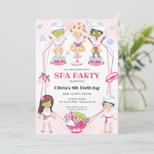 Meisje Verjaardag Spa en Make-up Kaart (Staand voorkant)