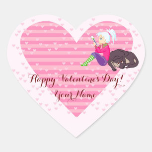 Meisje verliefd hart sticker