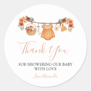 Meisje Verliefd Wordt Kleren Baby Shower Bedankt Ronde Sticker
