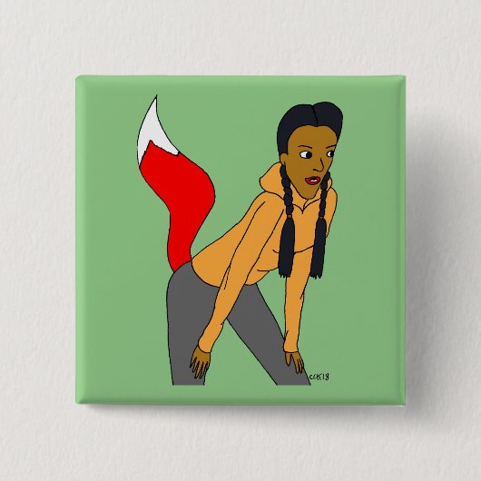 meisje vierkante button 5,1 cm (Voorkant)