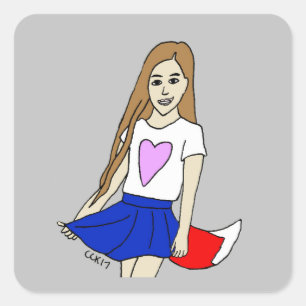 meisje vierkante sticker