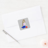 meisje vierkante sticker (Envelop)