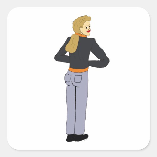 meisje vierkante sticker (Voorkant)