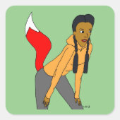 meisje vierkante sticker (Voorkant)