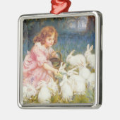 Meisje voeden de konijnen (door Frederick Morgan) Metalen Ornament (Links)