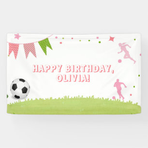 Meisje Voetbal Football Party Banner Roze Sport