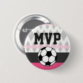Meisje Voetbal Party Custom Verjaardag MVP Ronde Button 5,7 Cm (Voorkant /achterkant)