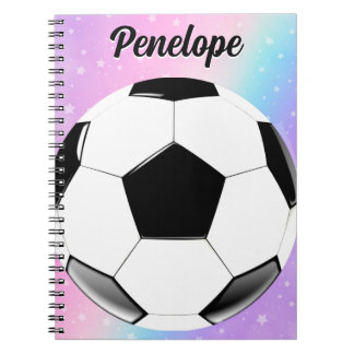 Meisje Voetbal Pastel Sterren Gepersonaliseerde Na Notitieboek