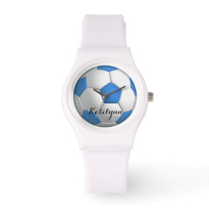 Meisje Voetbal Speler Blauw met Naam Horloge