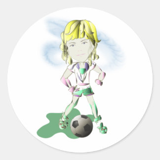 Meisje Voetbal Speler Kunst Ronde Sticker