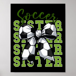 Meisje Voetbal Zus Coquette Boog Voetbal Schattig  Poster