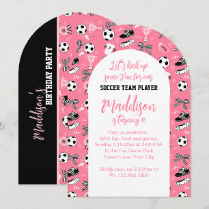 Meisje Voetballer verjaardagsfeestje meisjesroze Kaart