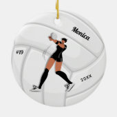 Meisje Volleyball Player Kind Naam Jersey Team Num Keramisch Ornament (Achterkant)