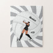 Meisje Volleyball Player Kind Naam Jersey Team Num Legpuzzel (Verticaal)