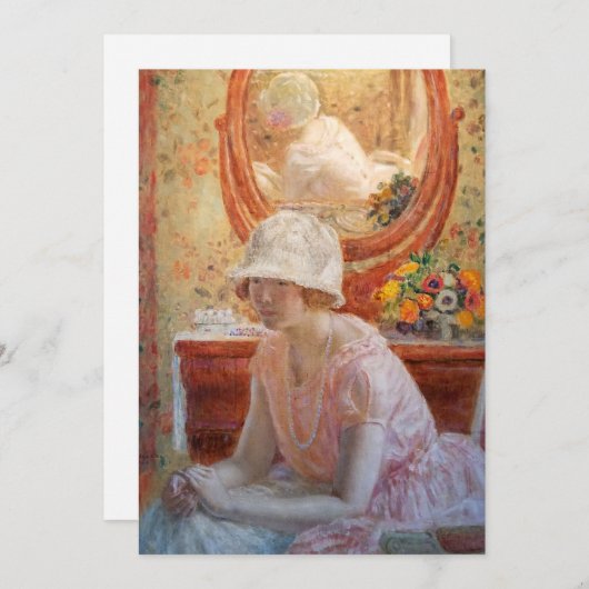 Meisje voor een spiegel | Frederick Carl Frieseke (Voorkant / Achterkant)