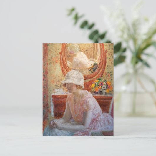 Meisje voor een spiegel | Frederick Carl Frieseke Briefkaart (Staand voorkant)