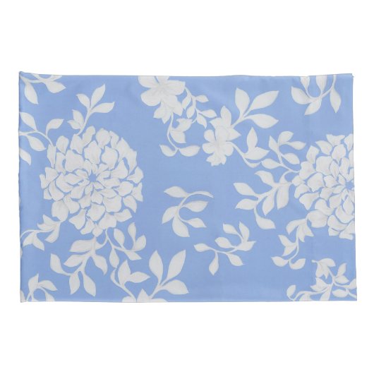 Meisje, Vrouwelijk Wit en Blauw Bloemen Kussensloop (Achterkant-Rechts)