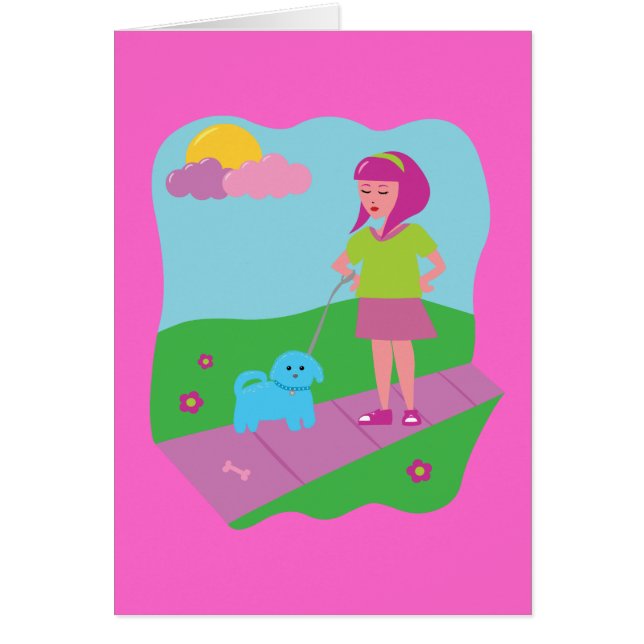 Meisje Walking Dog (Voorkant)