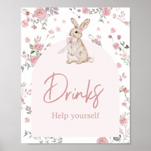 Meisje wat konijntje Baby shower Drinken Poster (Voorkant)