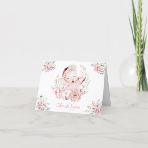 Meisje Watercolor Baby Bedanktkaarten Bedankkaart